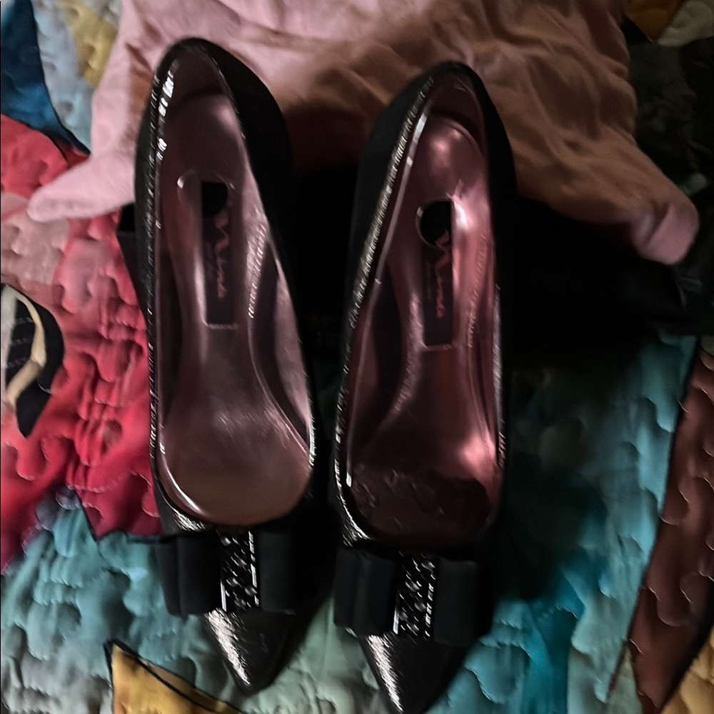 Nina Black Stiletto Heels with Glossy Finish